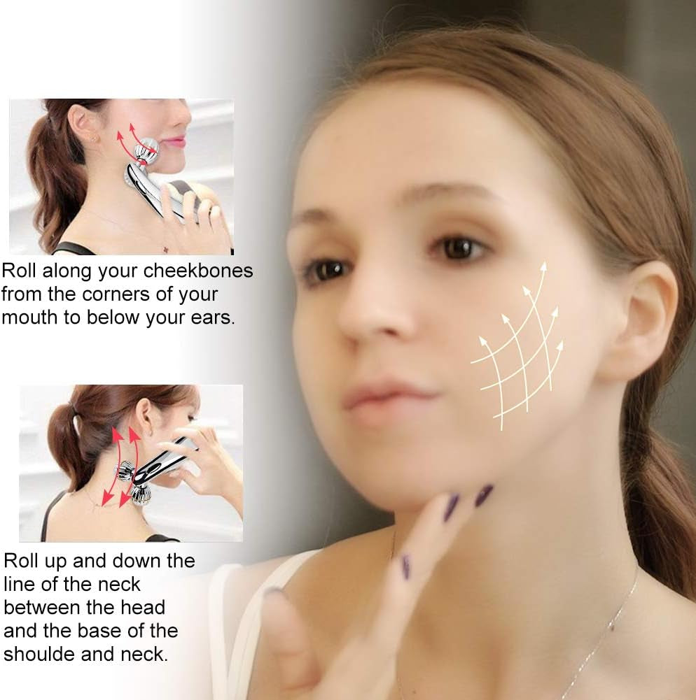 3D Rouleaux Massage Des Visage, Appareil De Massage Du Visage, Microcourant Soin De La Peau Corps Pour Massage Facial, Raffermissement De La Peau, Rouleau Visage Anti-Âge Et Anti-Ride
