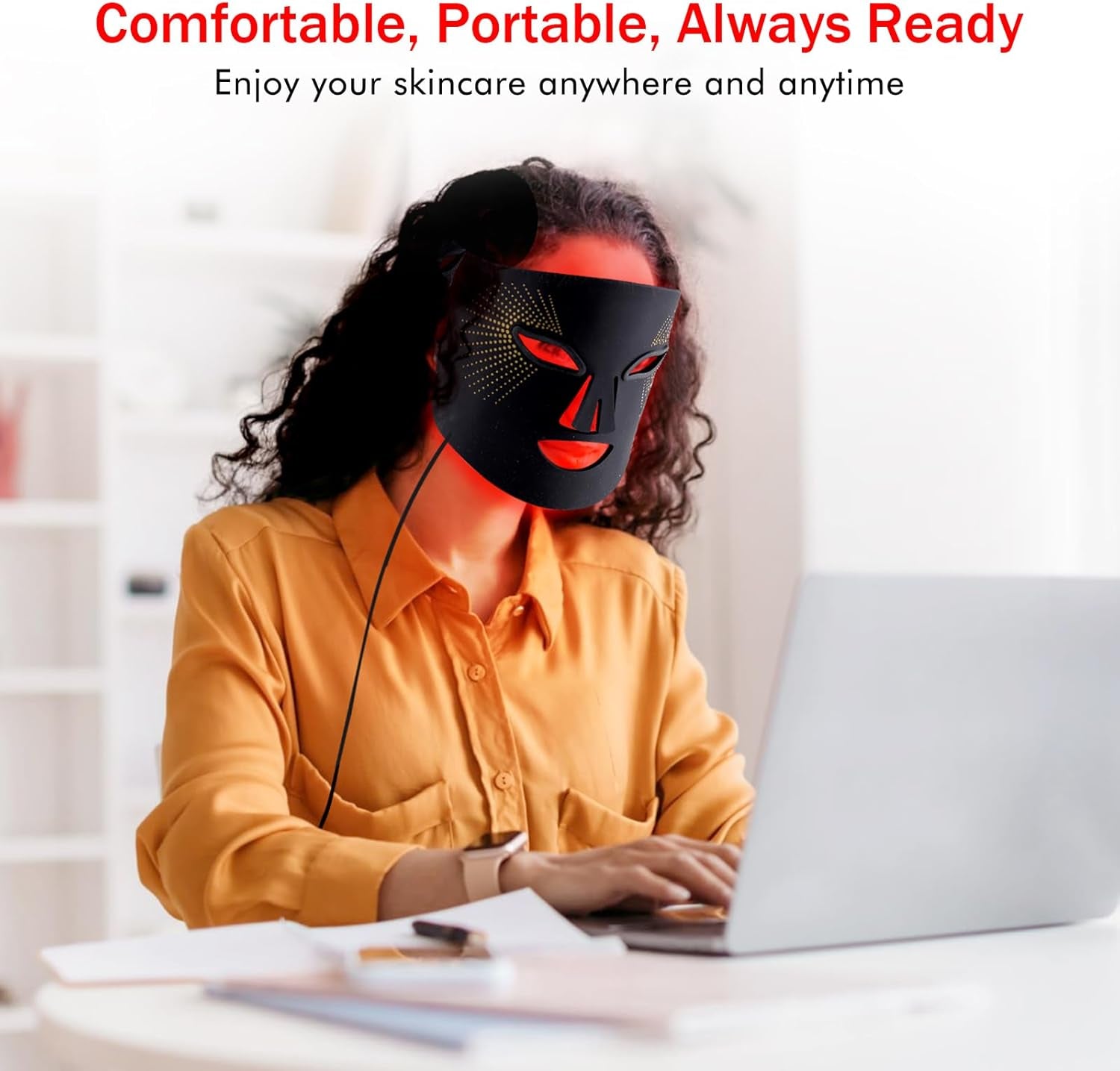 Masque Led Visage Luminothérapie, 3 Couleurs Masque Led Masque Visage, Masque Facial LED Convient À Tous Les Types De Peau Aux Soins Du Visage Noir