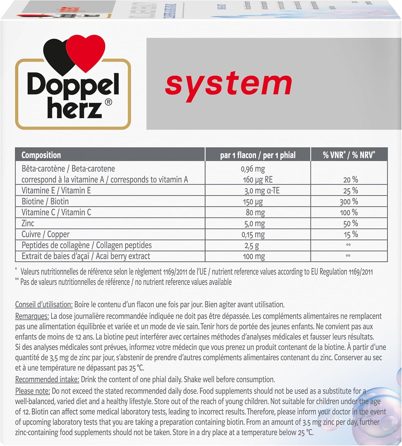 – Kollagen Beauty – Peptides De Collagène Pour Une Peau Saine Et plus Élastique – Extrait D'Açaï, Biotine Et Zinc – Goût Litchi-Melon – 30 Flacons De 25Ml