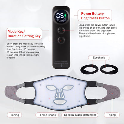 Masque Led Visage Luminothérapie, 3 Couleurs Masque Led Masque Visage, Masque Facial LED Convient À Tous Les Types De Peau Aux Soins Du Visage Noir