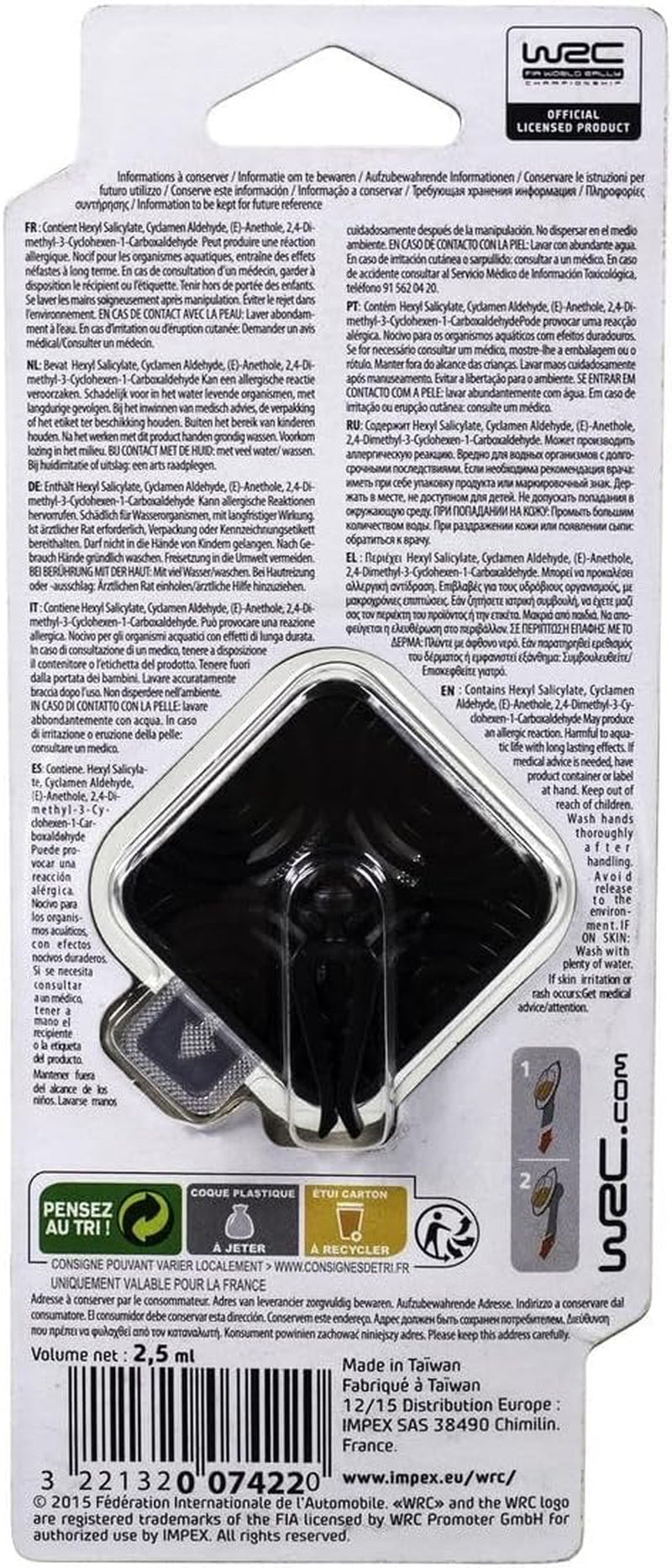 007422 Désodorisant Voiture, Diffuseur Membrane, Parfum Sport, Automovil