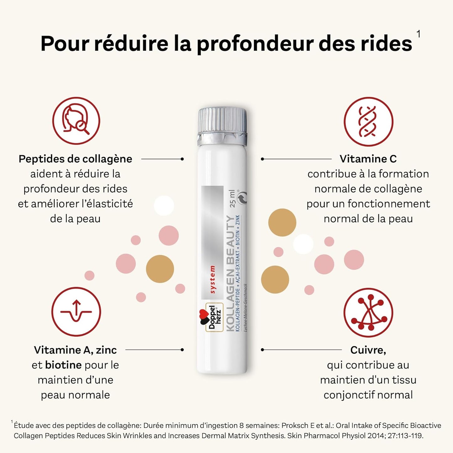 – Kollagen Beauty – Peptides De Collagène Pour Une Peau Saine Et plus Élastique – Extrait D'Açaï, Biotine Et Zinc – Goût Litchi-Melon – 30 Flacons De 25Ml