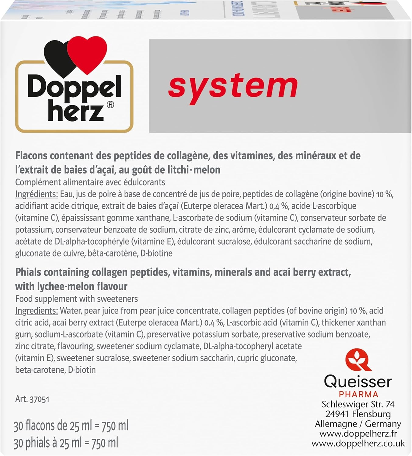 – Kollagen Beauty – Peptides De Collagène Pour Une Peau Saine Et plus Élastique – Extrait D'Açaï, Biotine Et Zinc – Goût Litchi-Melon – 30 Flacons De 25Ml